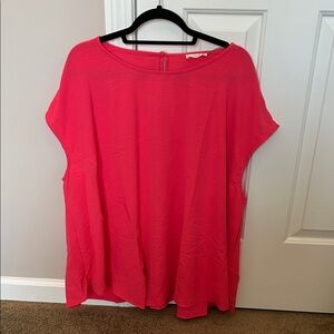 easel Bright Pink Flowing Short Sleeve Tunic